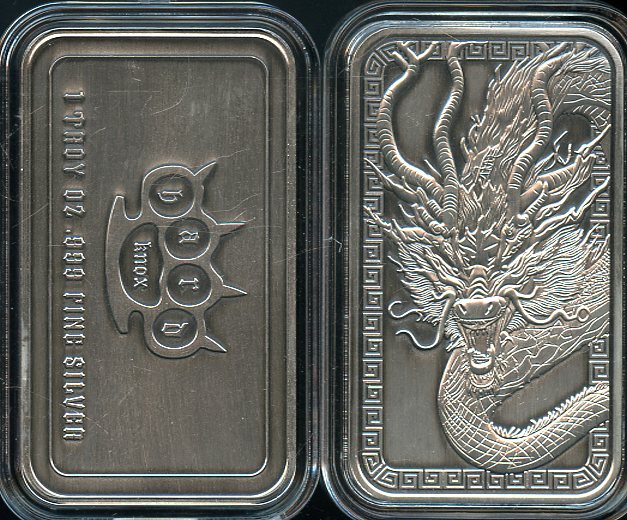 1 OZ Dragon Hard Knox Metals .999 Fine silver Bar 2nd of 3