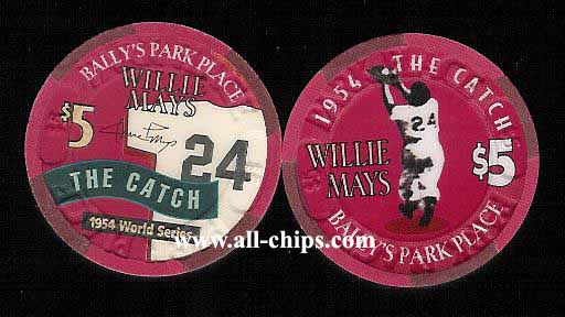BPP-5i $5 Ballys Park Place Willie Mays 1954 The Catch
