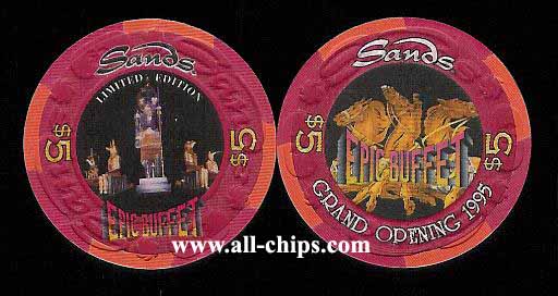 SAN-5b $5 Sands Grand opening Epic Buffet 1995