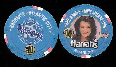 HAR-10c $10 Harrahs 1998 Miss America Kate Shandle 