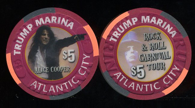 MAR-5g $5 Trump Marina Alice Cooper Rock & Roll Carnival Tour