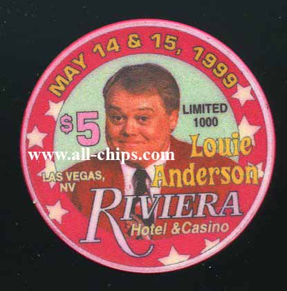 $5 Riviera Louie Anderson May 14 & 15 1999 LTD 1000
