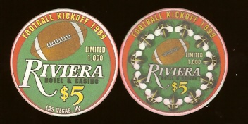 $5 Riviera NFL Football Kick Off 1999 LTD 1000