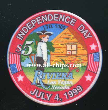 $5 Riviera 4th of July 1999 Independence Day LTD 1000