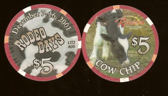 $5 Riviera Cow Chip Rodeo Days DEC. 7 - 16, 2001 LTD 800