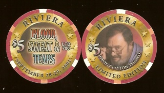 $5 Riviera David Clayton Thomas  Blood Sweat and Tears SEPT. 28 & 29, 2001
