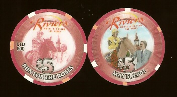 $5 Riviera Run for the Roses May 5, 2001 Kentucky Derby LTD 800