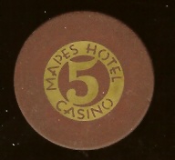 $5 Mapes Hotel Casino 1st issue Die Cut Metal