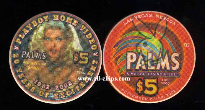$5 Palms Playboy Home Video 20 Year Anniversary 1882-2002 Anna Nicole Smith