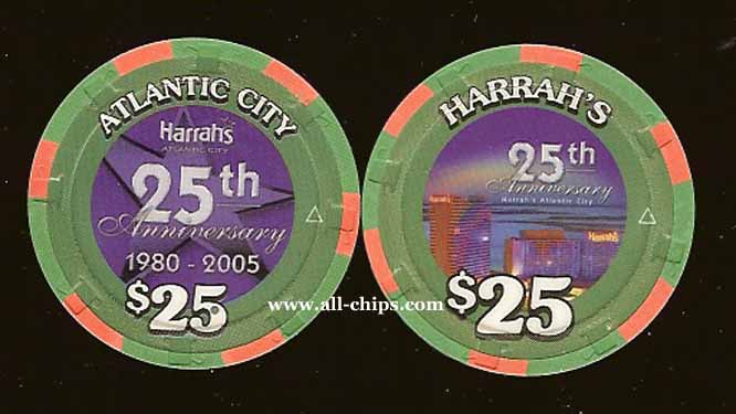 HAR-25d $25 Harrahs 25th Anniversary 1980 -2005
