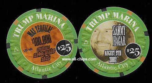 MAR-25f $25 Trump Marina Sammy Hagar Aug. 9th 2002 Mas Tequila Ultimate Cabo Wabo Shot 