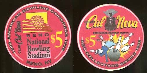 $5 Cal Neva ABC Collectors Series 1998 National Bowling Stadium