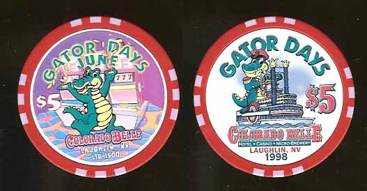 $5 Colorado Belle Gator Days 1998 June