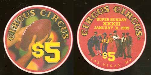 $5 Circus Circus Super Sunday 1999 SuperBowl 33