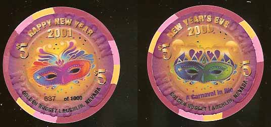 $5 Golden Nugget Laughlin Happy New Year 2001