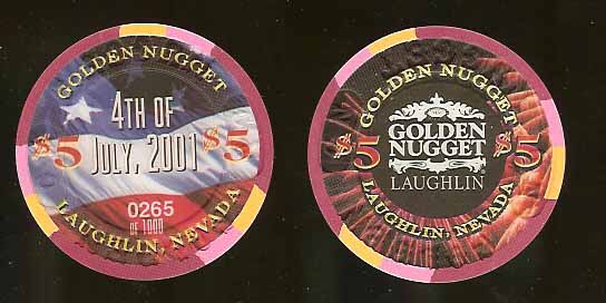 $5 Golden Nugget Laughlin 4th of July 2001 Numbered