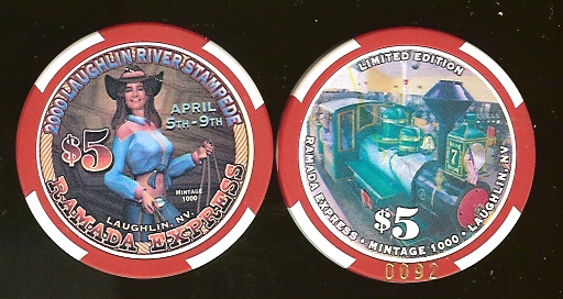 $5 Ramada Express Laughlin River Stampede 2000 Rodeo Numbers will vary