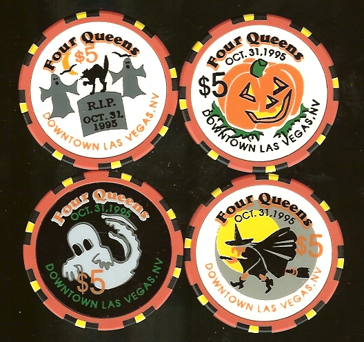 $5 Four Queens Halloween 1995 4 Chip Set