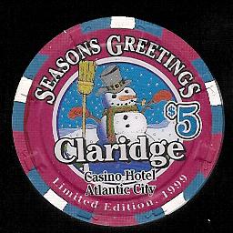 CLA-5y $5 Claridge Seasons Greetings 1999