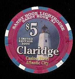 CLA-5af $5 Claridge Sandy Hook Lighthouse Sandy Hook NJ