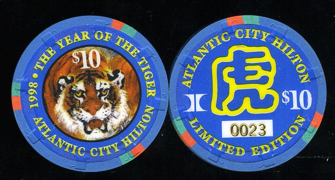 HAC-10a $10 Hilton Chinese New Year of the Tiger 1998 Numbered