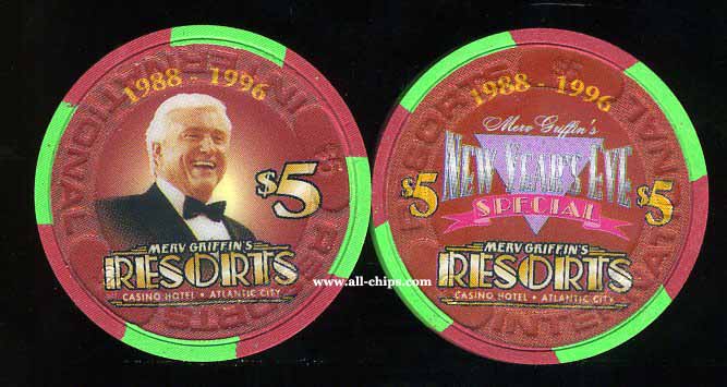 RES-5k $5 Resorts Merv Griffin 1988-1996 New Years Eve Special