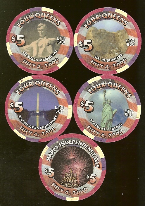 $5 Four Queens 4th of July 2000 4 chip Set (common Back)