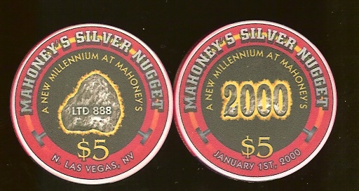 $5 Mahoneys Silver Nugget Millennium 2000