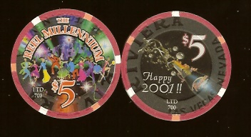$5 Riviera Reel Millennium Happy New Year 2001 