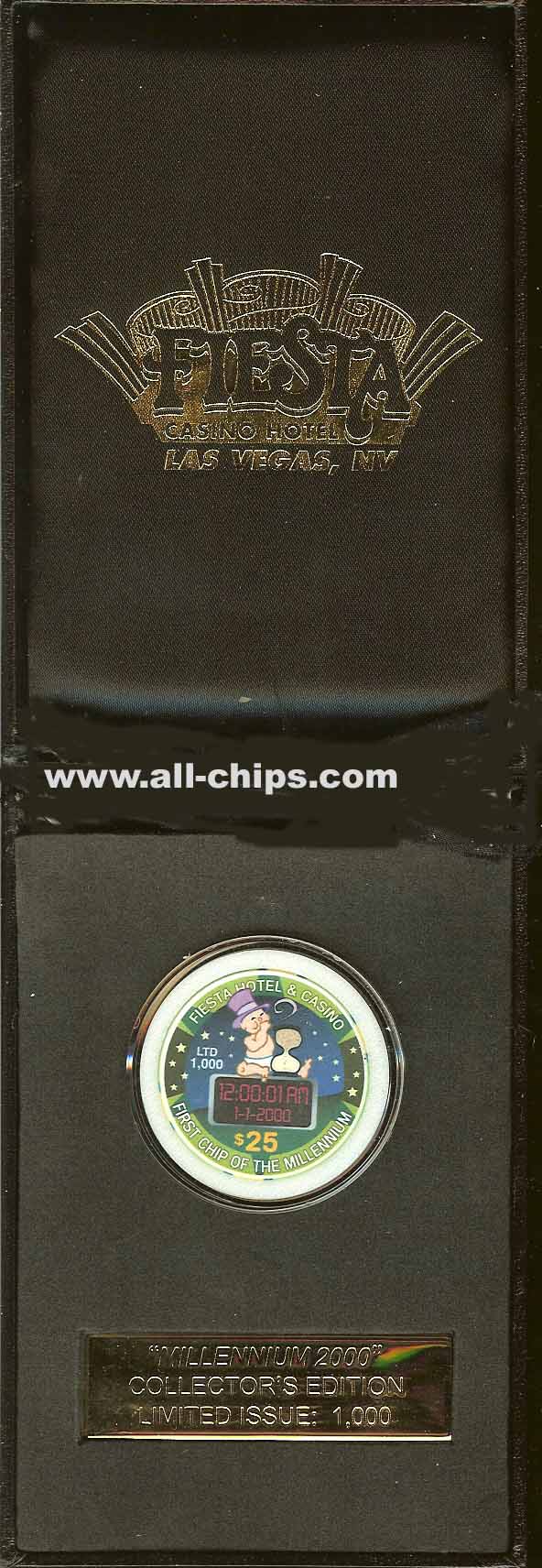 $25 Fiesta LTD W/ Box 1st and Last chip of the Millennium.(1 Chip with both on each side)