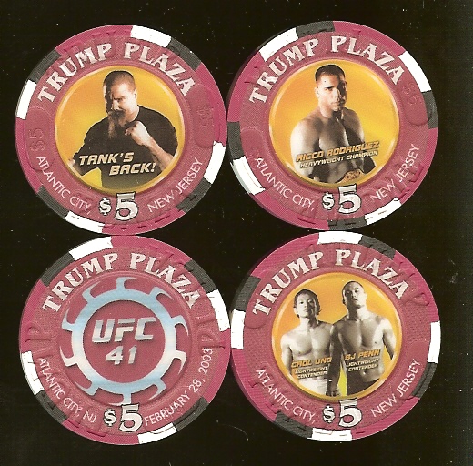 TPP-5u,v,w $5 Trump Plaza UFC Ultimate Fighting Championship 41 3 chip set