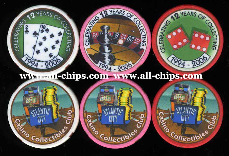 Atlantic City Casino Collectibles Club 3 Chip Set