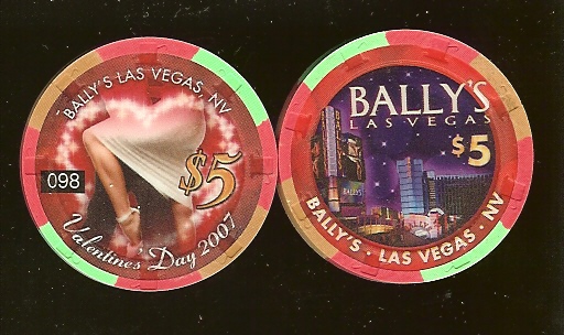 $5 Ballys Valentines Day 2007 Numbered