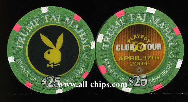 TAJ-25d $25 Trump Taj Mahal Playboy Club Tour 2004