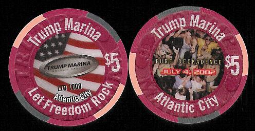 MAR-5t $5 Trump Marina 4th of July 2002 Let Freedom Rock Pure Deckadence