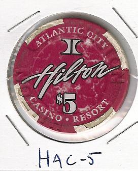 HAC-5 $5 Atlantic City Hilton Obsolete 