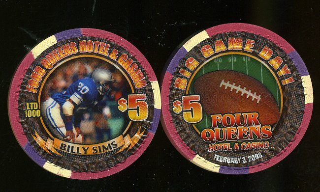 $5 Four Queens Superbowl Billy Simms Chip 1 of 2