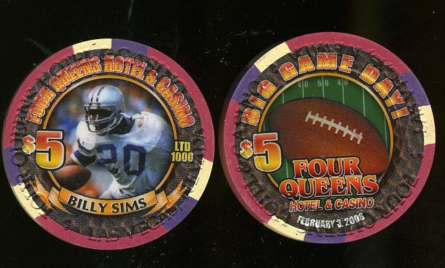 $5 Four Queens Superbowl Billy Simms Chip 2 of 2