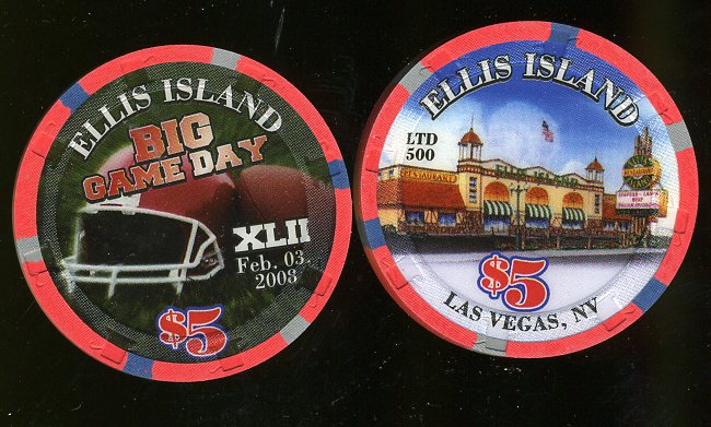 $5 Ellis Island Superbowl XLII Feb 3rd 2008