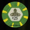 BAG-25c $25 Ballys Grand Back Up Chip