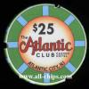 ACH-25a $25 Atlantic Club Back Up Notched Chipco Sample