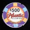 ACH-500 $500 Atlantic Club Chipco Notched Sample