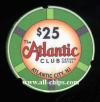 ACH-25 $25 Atlantic Club Chipco Notched Sample
