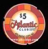 ACH-5 $5 Atlantic Club Chipco Notched Sample