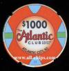 ACH-1000a $1000 Atlantic Club Back Up Chipco Notched Sample