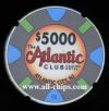 ACH-5000a $5000 Atlantic Club Back Up Chipco Notched Sample