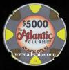 ACH-5000 $5000 Atlantic Club Chipco Notched Sample