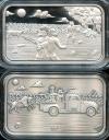1 OZ Reckless Metals USA GSP Thunder Chicken Hunt Antique and Proof .999 Silver Bar Set