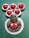 1 White Hayleybug Heart Button 1 OZ silver