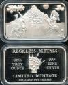 1 OZ Reckless metals Community Series Stache Raider The Battle at Silver Mountain .999 fine Silver P